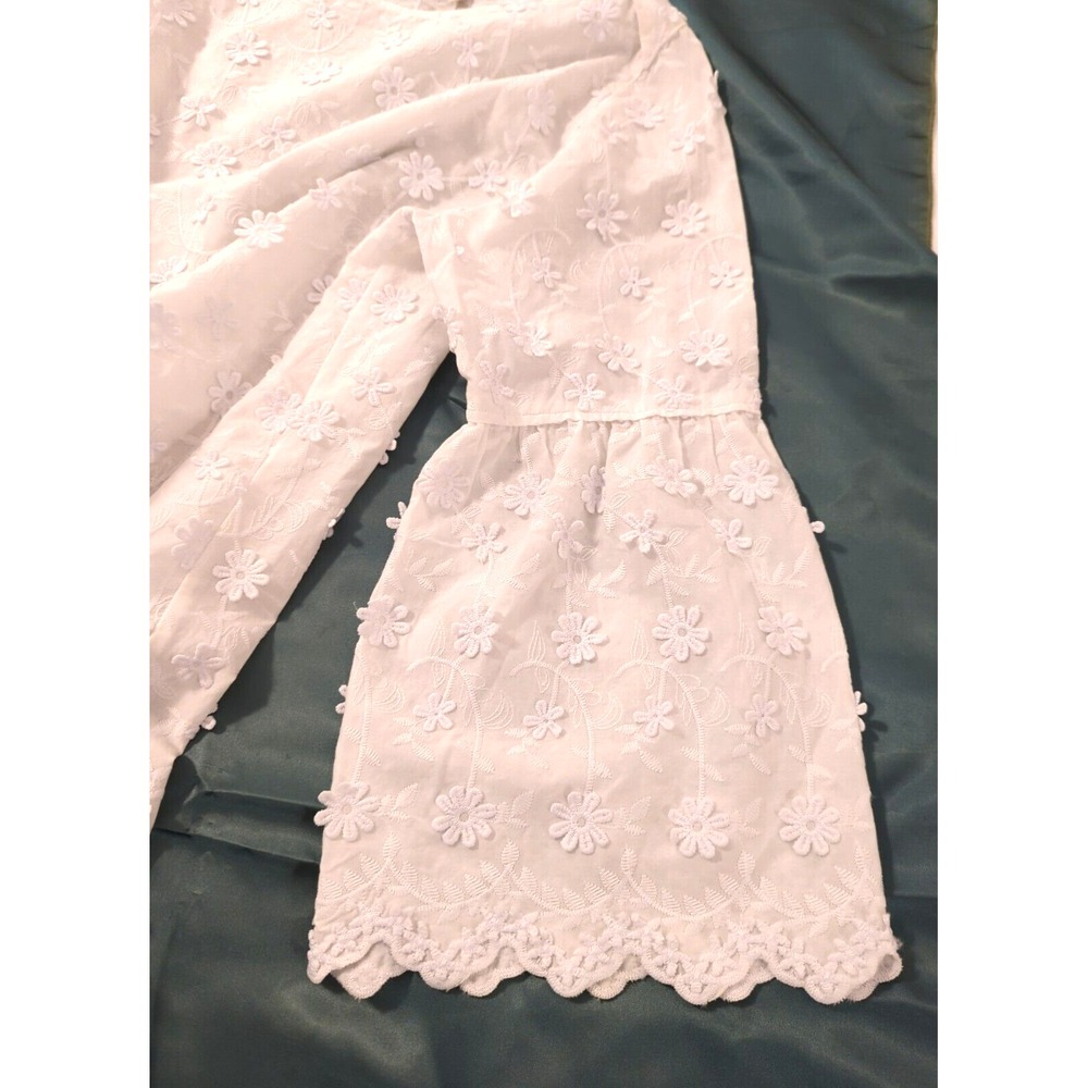 Soft Surroundings Blouse Tunic L Embroidered White Bishop Sleeves Boho Chic Glam - Picture 8 of 12